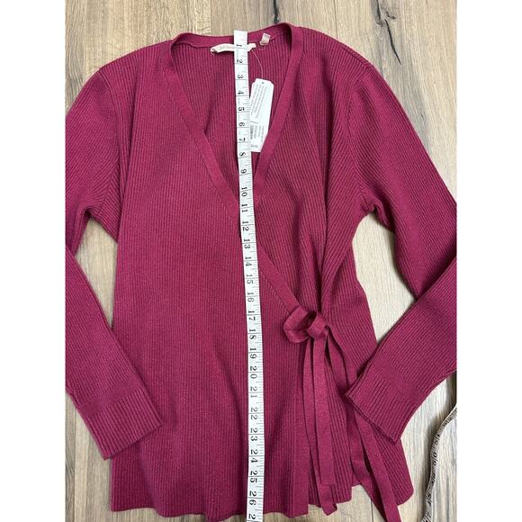 NEW SOFT SURROUNDINGS Size 1X Clare Wrap Pink Sparkle Ribbed Sweater Top - Picture 4 of 7